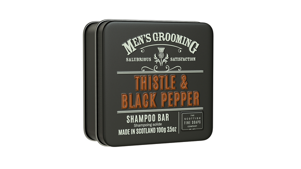 Scottish Fine Soaps Thistle & Black Pepper Shampoo Bar in Tin 100g